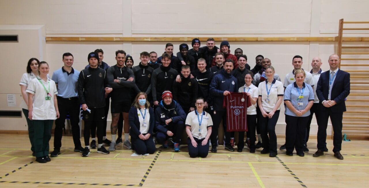 Shields players visit hospital before Christmas